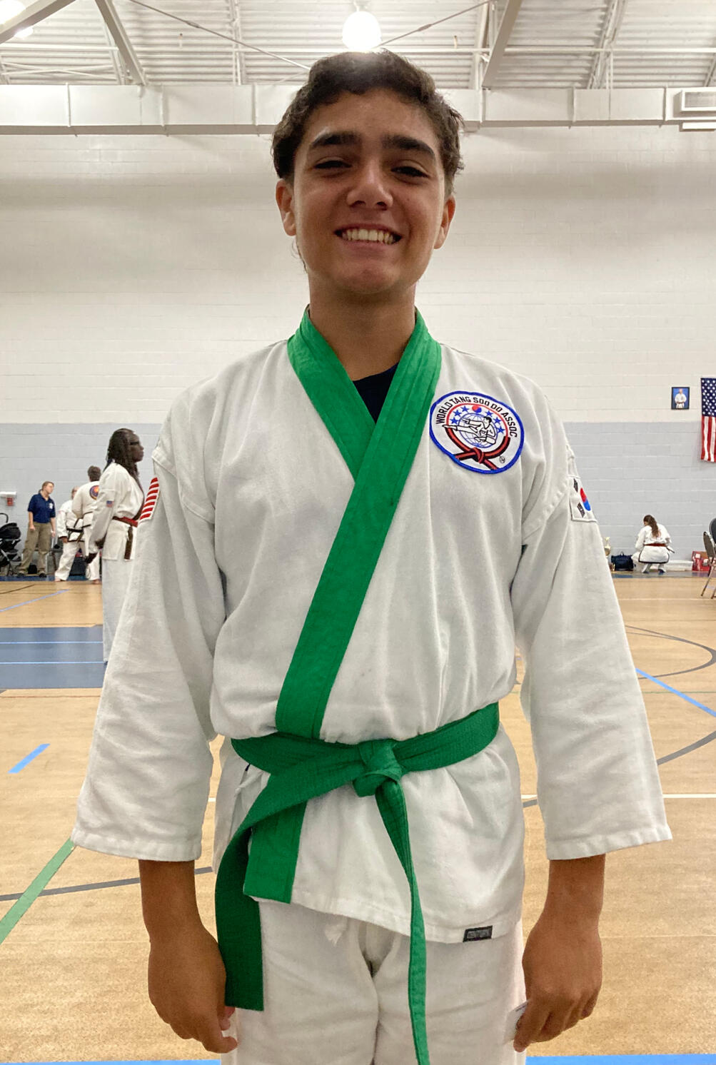Melissa's son at karate tournament